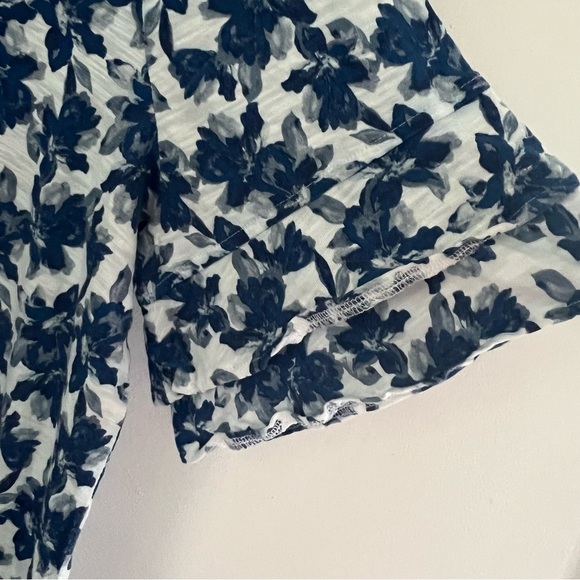 Chicos Tunic Tshirt Dress Blue White Cotton Blend Short Sleeve Pullover 4 XXL - Picture 2 of 6